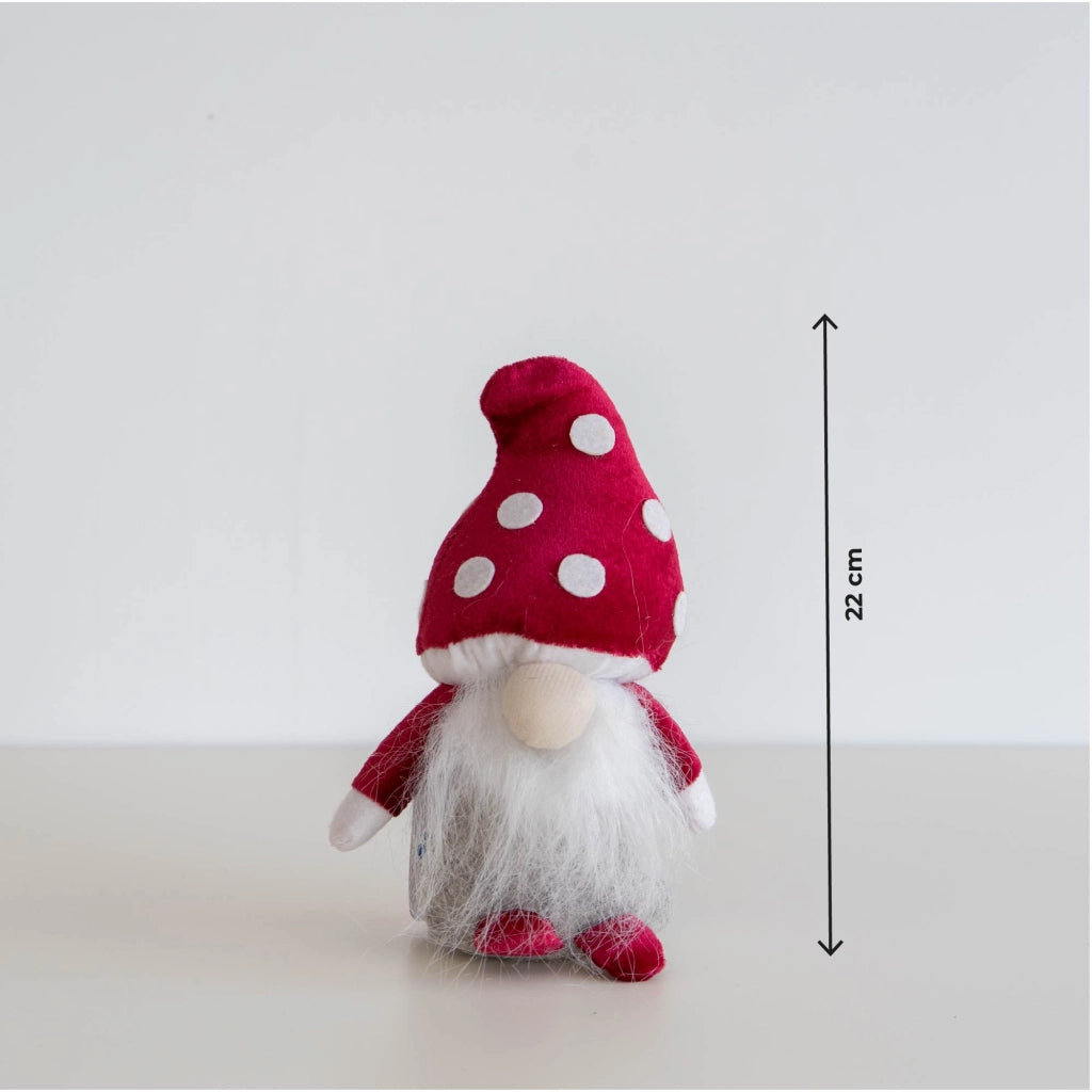Set 3 Gnomi Natalizi Decorativi con Cappello a Forma di Fungo in Stoffa Rosso e Bianco Decorazioni di Natale per Casa Altezze 22/25/35 cm