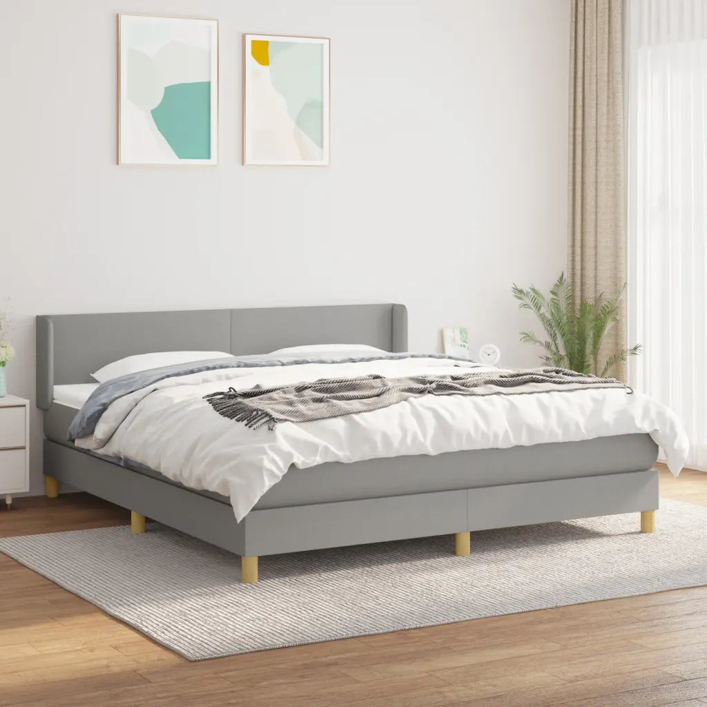 Giroletto a Molle con Materasso Grigio Chiaro180x200 cm Tessuto 3130129