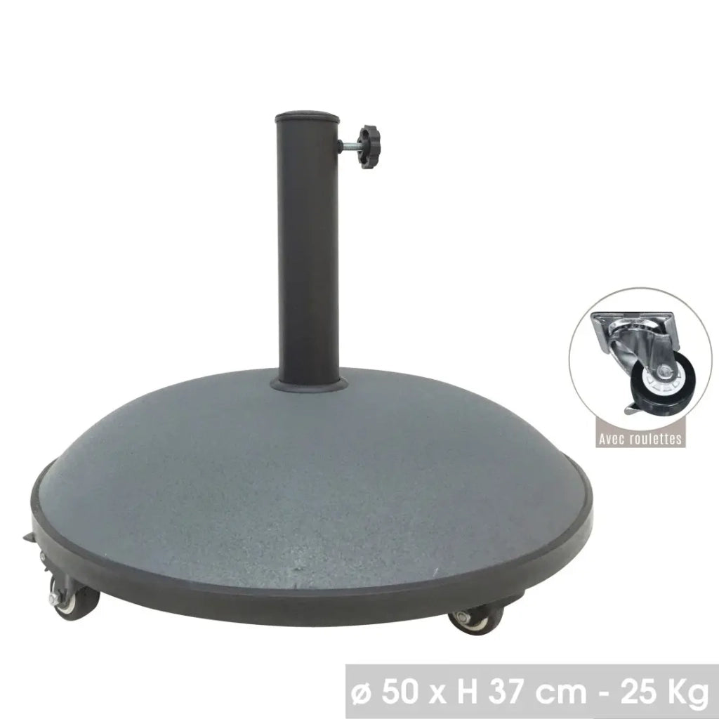 Base per ombrellone in cemento grigio scuro 25 kg - Dimensioni 50x37 cm, diametro interno 35/38/48 mm