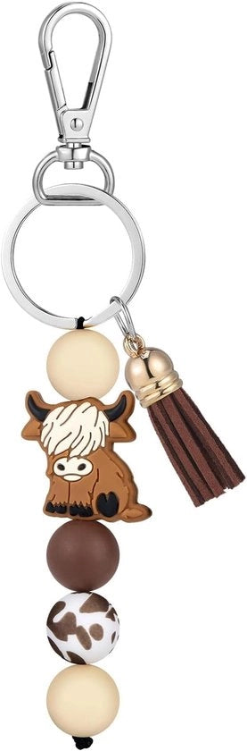 Cancello per chiavi Highland Cervo - Regalo per Amanti di Cane - Con grani in silicone