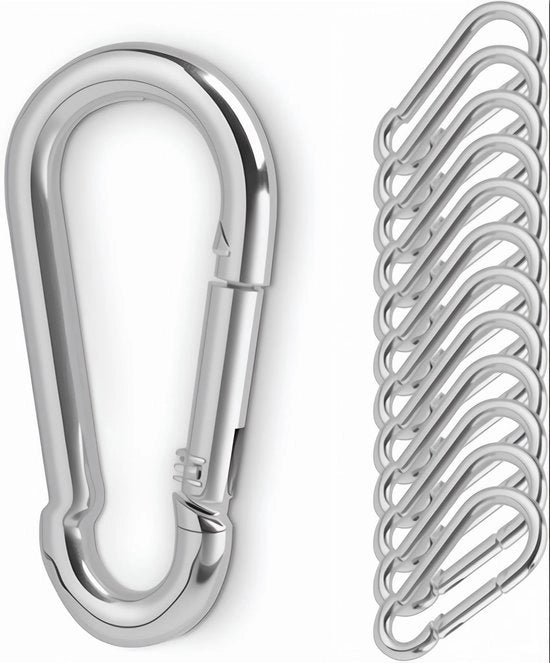 Carabina da scalare - Esterno - Carabina robusta e multifunzionale - Argento - Ideale per escursioni e campeggio - 12 pezzi