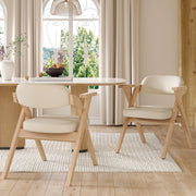 Set di 2 sedie da pranzo pieghevoli con braccioli; legno massello; lino beige