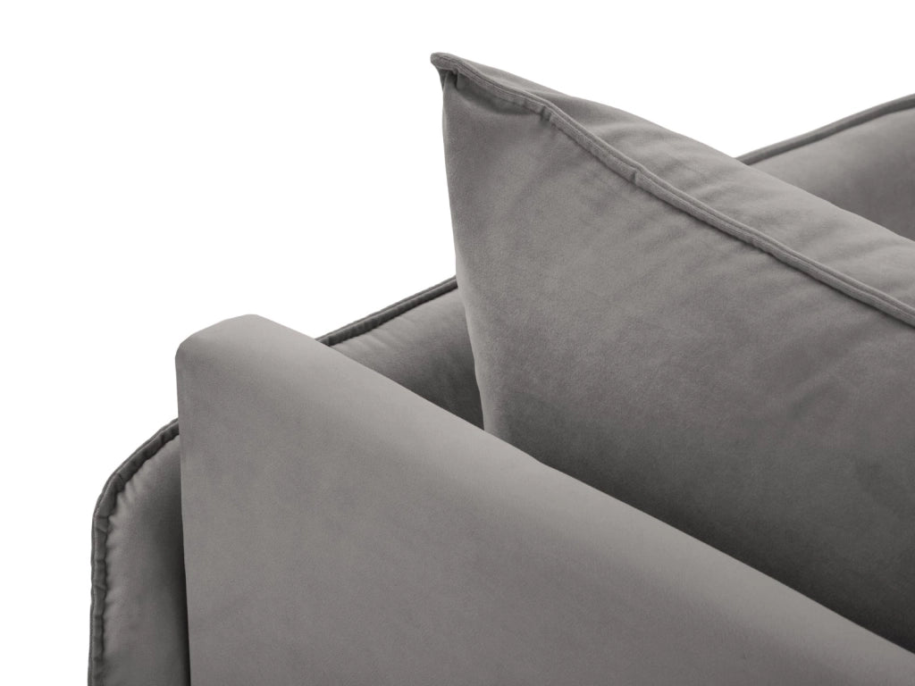Cosmopolitan Design - Chaise longue destra "Vienna" in velluto grigio chiaro 