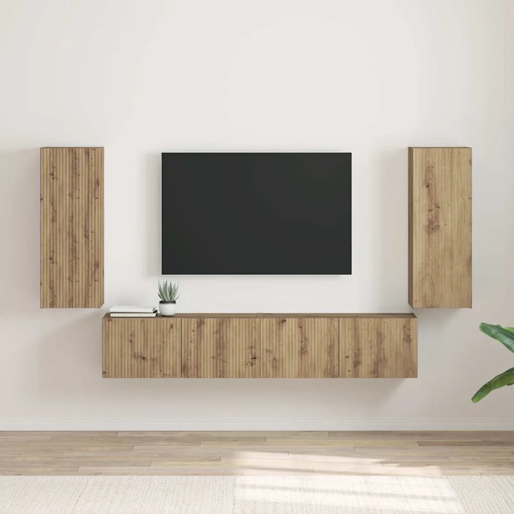 Mobile TV da parete 2 pcs Rovere Artigianale 30 x 31 x 80 cm 892308