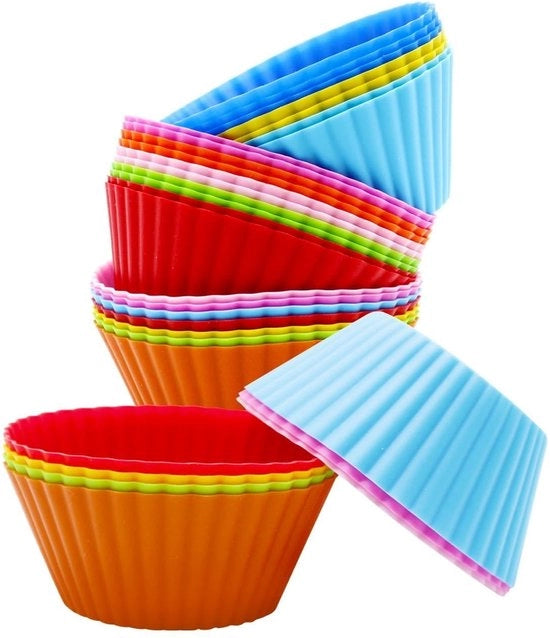 Set di muffin 24 pezzi - Silicone - Forme riciclabili - 7 cm di diametro - Ideali per cupcake - Materiale duraturo