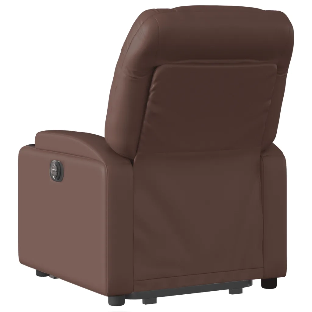 Poltrona | Sedia Relax Alzapersona Reclinabile Marrone in Similpelle