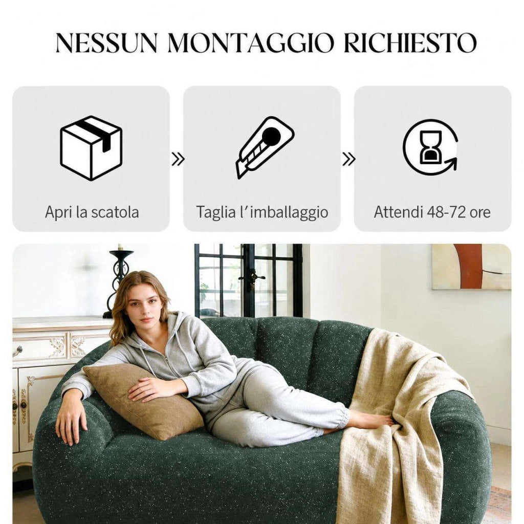 Poltrone relax, pouf, poltrone extra-large,Frevano ideali per il soggiorno e la camera da letto, colore verde