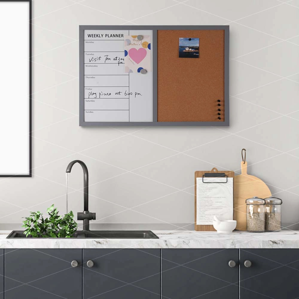 Bacheca Memo Lavagna Magnetica Bianca e Sughero Combinata 60x40cm Casa Ufficio