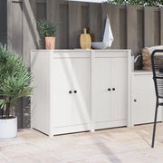Porte da Cucina Esterne 2 pcs Bianche 50x9x82 cm Legno Massello di Pino
