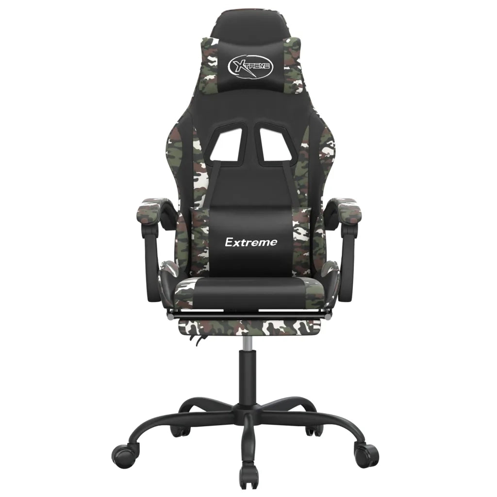 vidaXL Sedia da Gaming con Poggiapiedi Nero e Mimetico in Similpelle