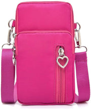 Borsa a Spalla per Telefono cellulare - Nylon - Compatta e Stilizzata - Rosso - Borsa da Telefono portatile - Ideale per uso quotidiano - Dimensioni compatte
