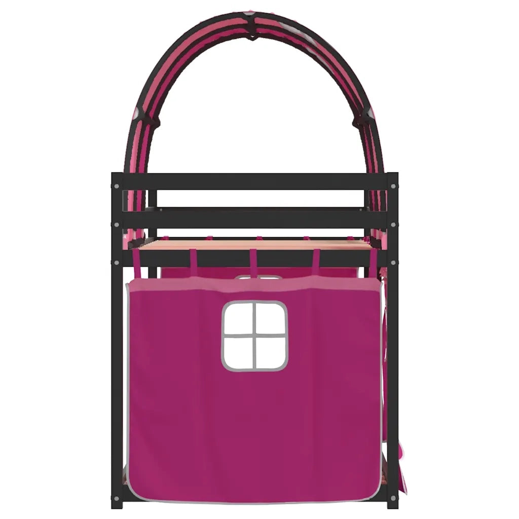 Letto a Castello senza Materasso Rosa 90x200 cm Legno di Pino