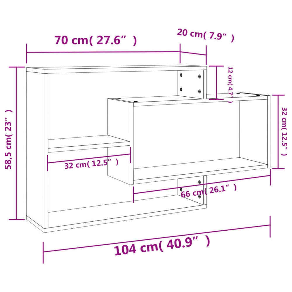 Wall Shelves, Concrete Grey, 104x20x58.5 Cm, Wood-based Material