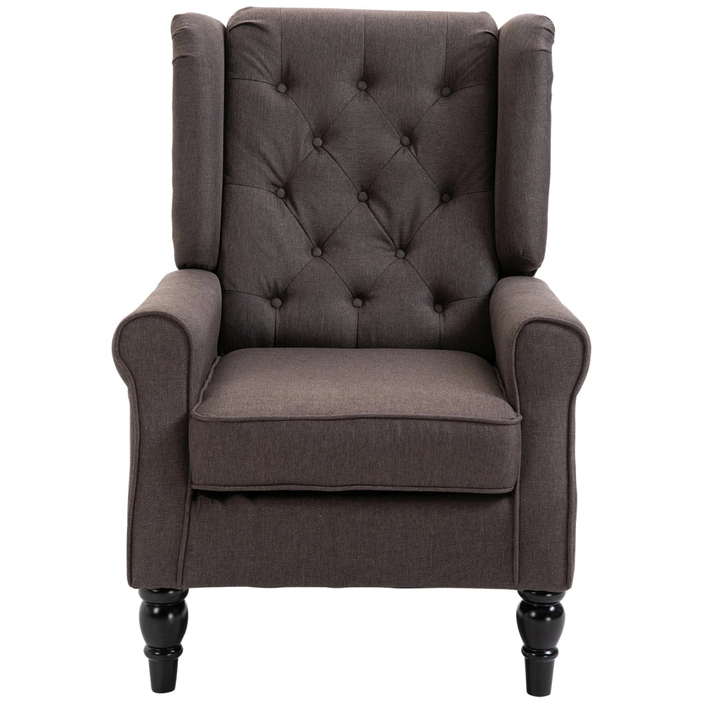 Poltrona per Salotto in Stile Francese con Seduta Imbottita e Cuscini 74x86x102 cm in Poliestere Marrone