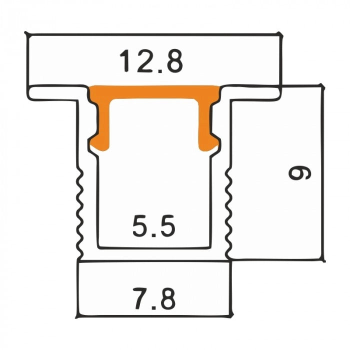 Profilo LED PW-02 bianco, diffusore trasparente 2m Ecolight