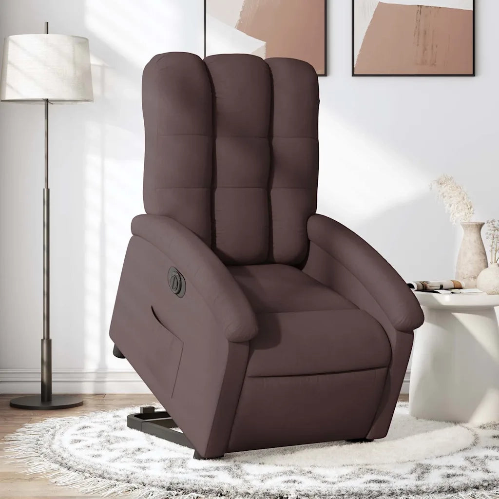 Poltrona Alzapersona Reclinante Elettrica Marrone Scuro Tessuto 3204121