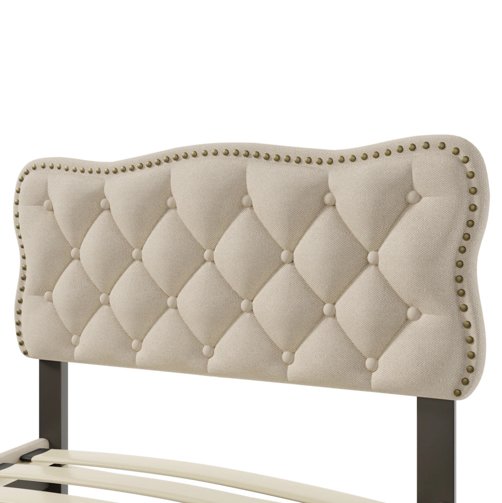 Letto imbottito 90 x 200 cm con cassetti e testiera regolabile