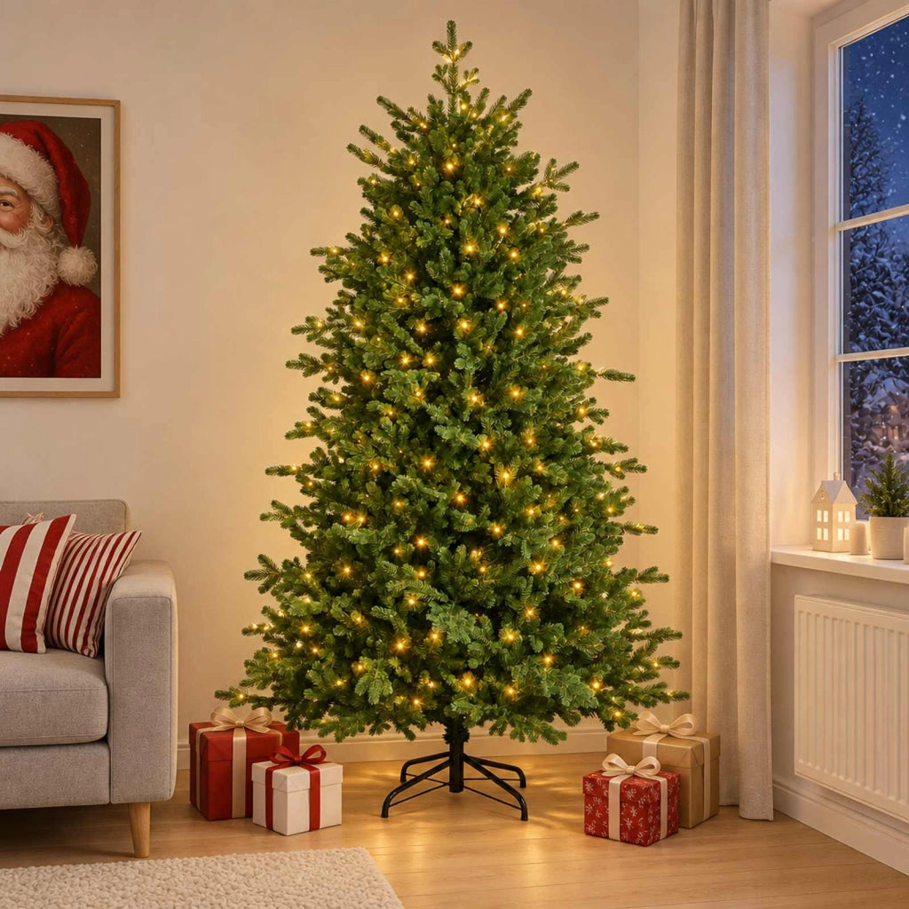 Albero di Natale Artificiale con Rami Pieghevoli 120 cm 150 LED 3465501