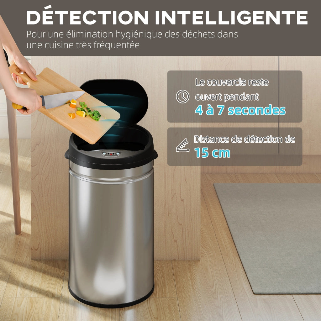 Pattumiera da cucina automatica 30L ¨C Xylo ¨C Acciaio inossidabile argento 32x30,5x51cm