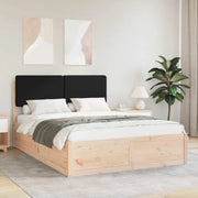 Letto con Testiera Rivestita Nero 135 x 190 cm Pino massello 3398171