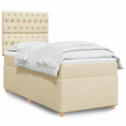 vidaXL Giroletto a Molle con Materasso Crema 90x190 cm in Tessuto