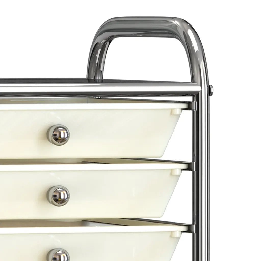 Carrello Portaoggetti Mobile con 10 Cassetti Bianco in Plastica 320403