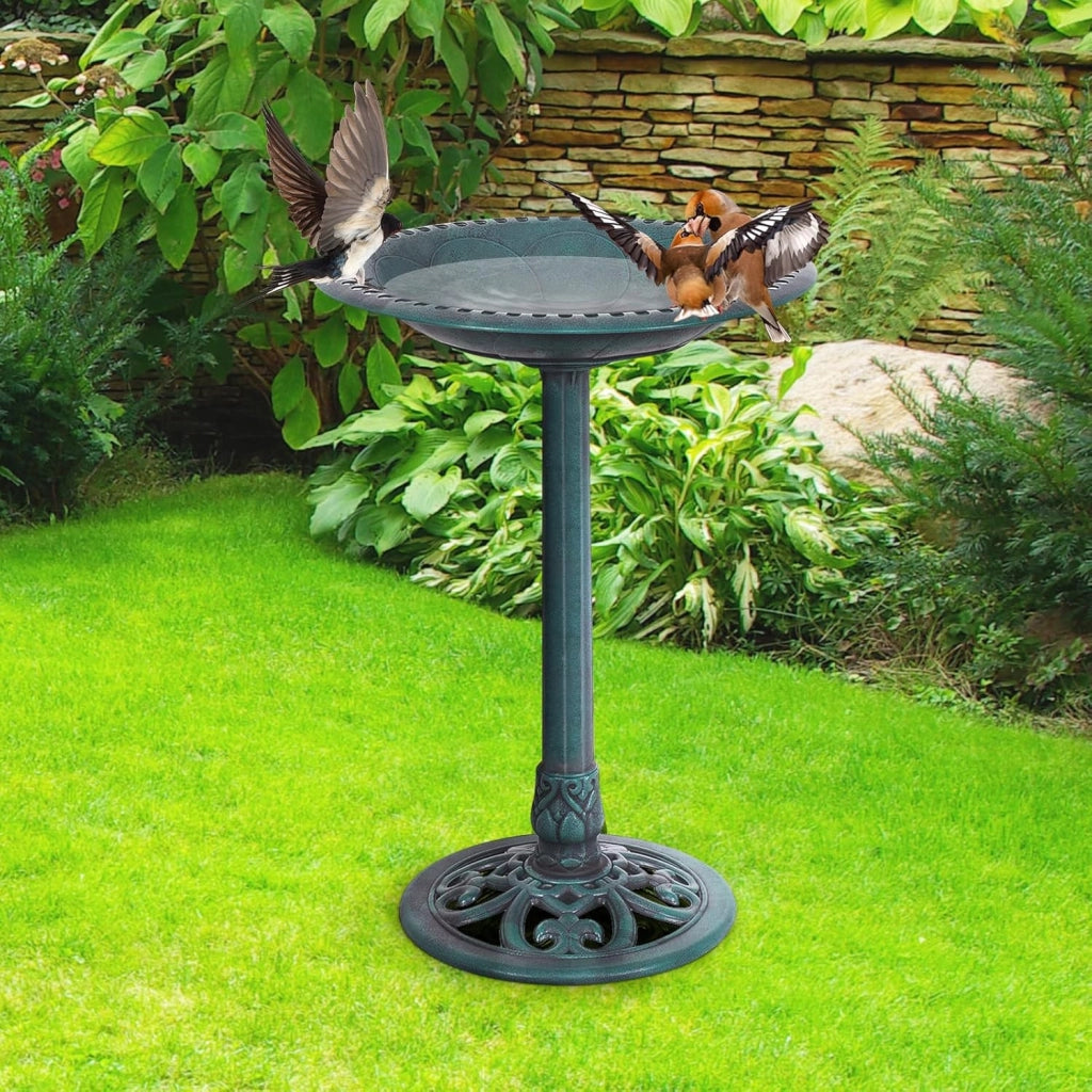 Mangiatoia per Uccelli, Vasca per Uccelli Autoportante da Esterno con Supporto, Stazione di Alimentazione per Uccelli per Balcone Giardino Cortile Patio (Verde)