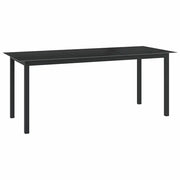 Tavolo da Giardino Nero 190x90x74 cm in Alluminio e Vetro 312202