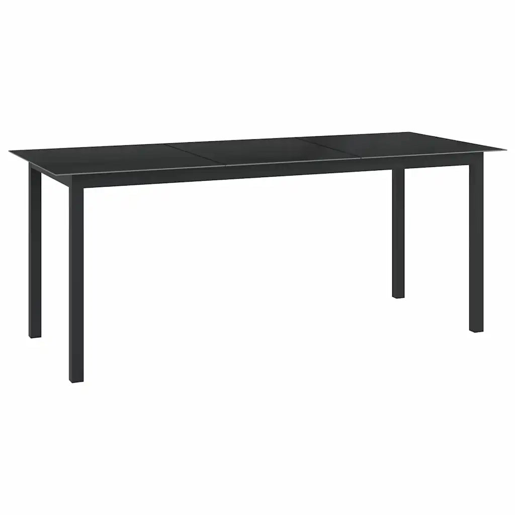 Tavolo da Giardino Nero 190x90x74 cm in Alluminio e Vetro 312202