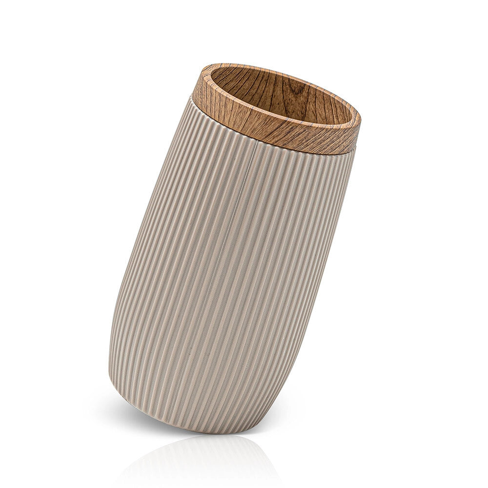 Set accessori bagno in plastica tortora con dispenser sapone e due portaspazzolini Blob