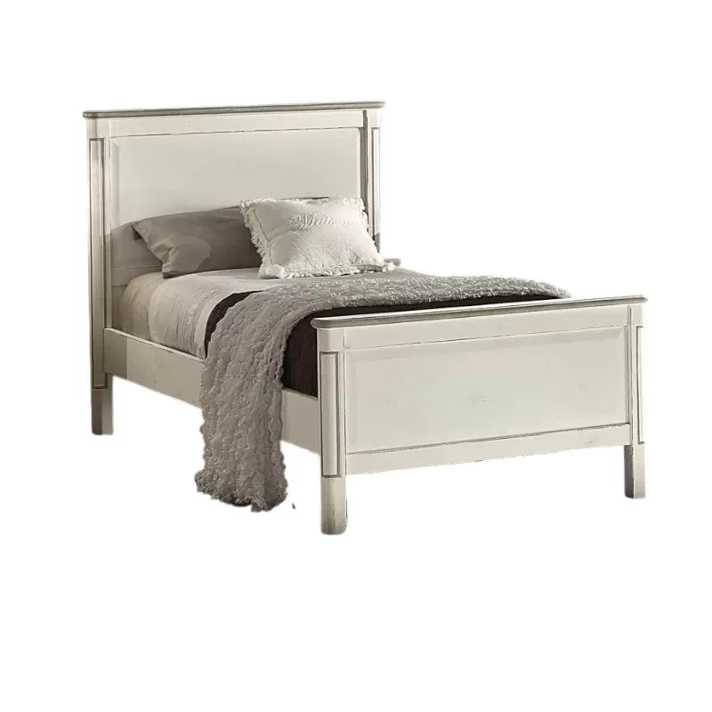 Letto singolo legno shabby chic bianco grigio 107x214x110 - Mobili 2G