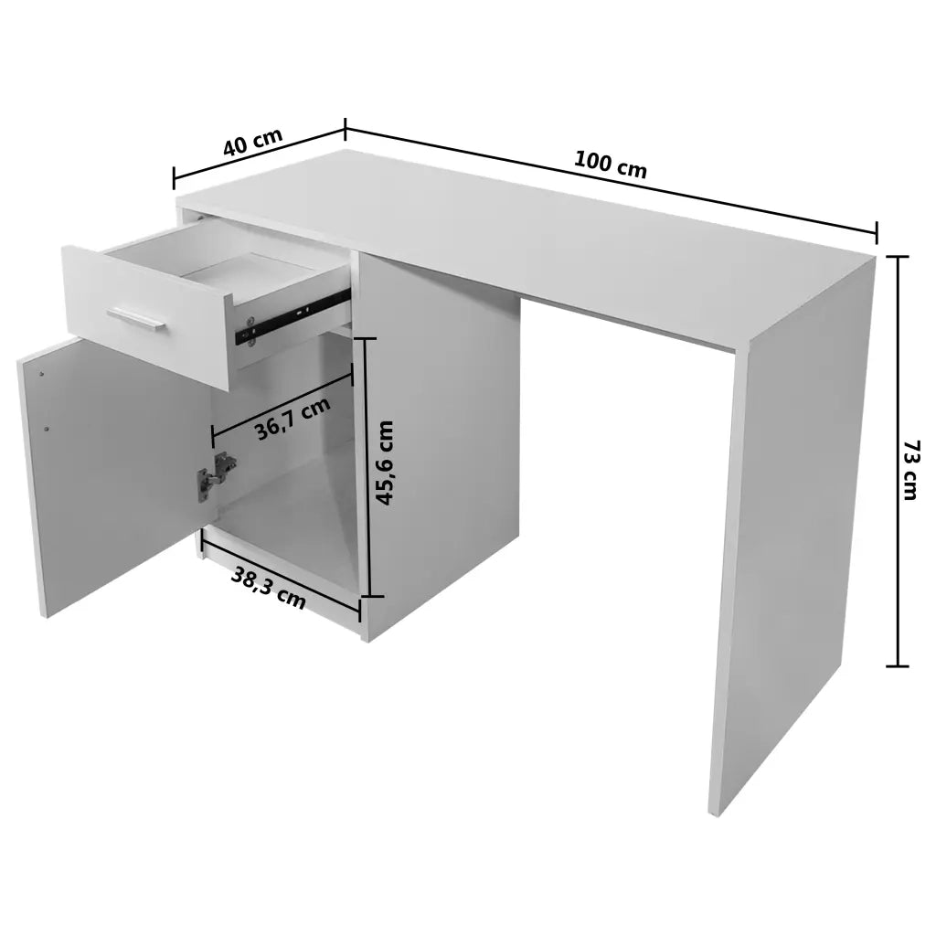 Scrivania con Cassetto e Armadietto Bianca 100x40x73 cm 243058