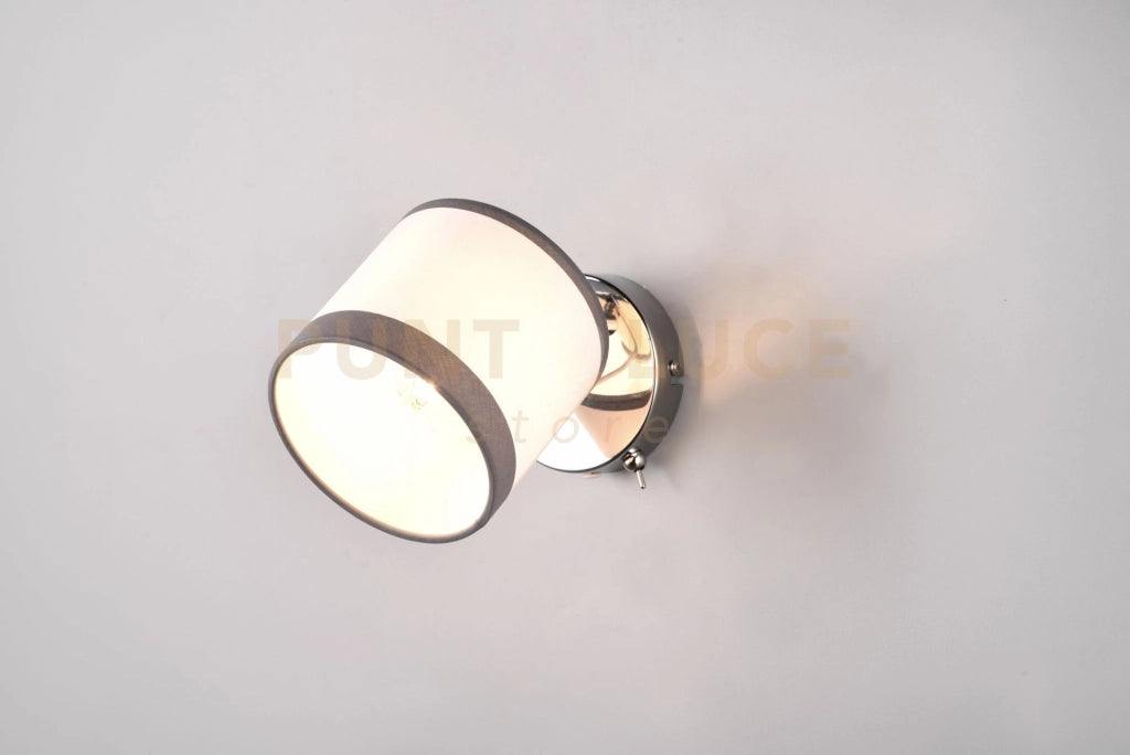 DAVOS SPOT SINGOLO ORIENTABILE METALLO CROMATO PARALUME BIANCO E GRIGIO H. 21CM ATTACCO E14