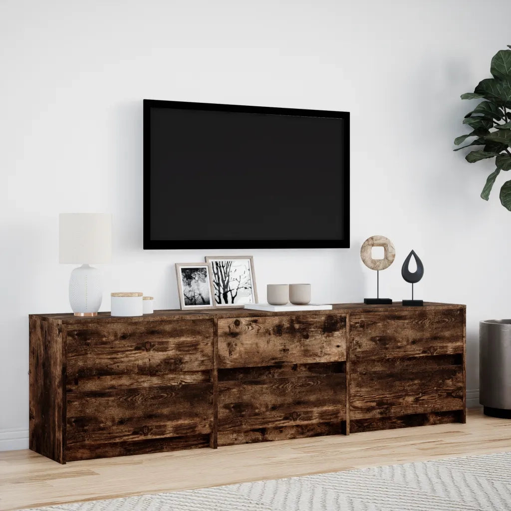 Mobile TV | Armadietto TV | Mobile Porta TV con LED Rovere Fumo 180x34x50cm in Truciolato