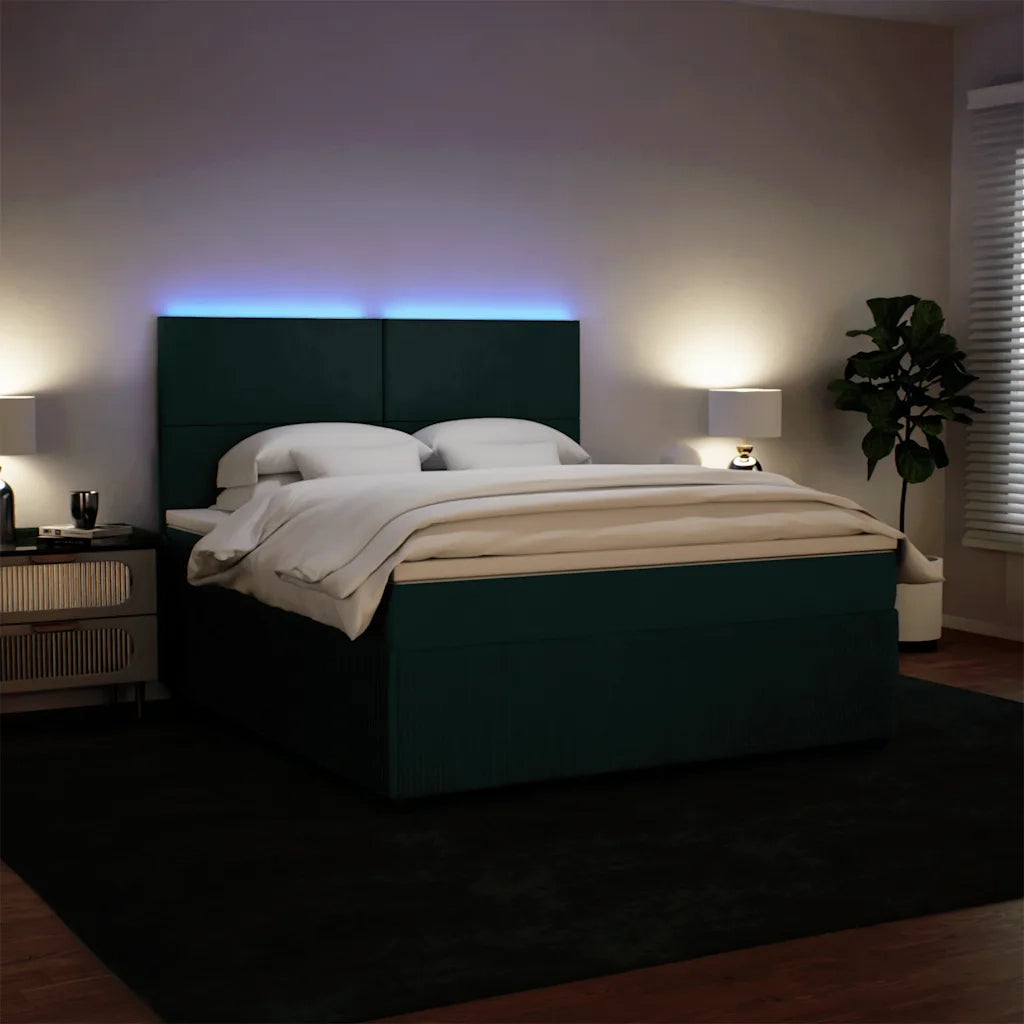 Giroletto a Molle con Materasso Verde Scuro 180x200 cm Velluto 3294703