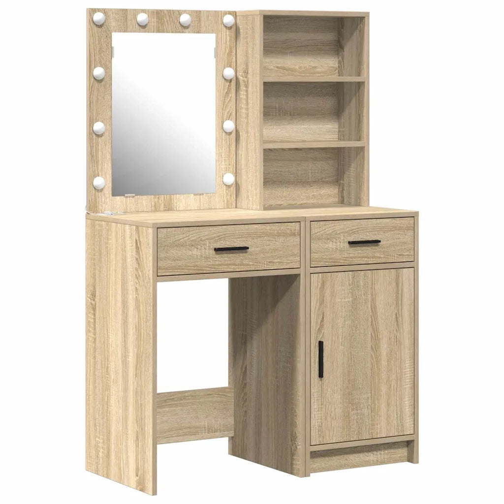 Set da tavolo da trucco con LED con porta 2 pcs Rovere Sonoma 3334274