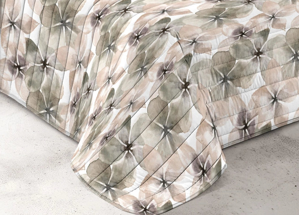 Quilt Trapuntino Piumino Estivo 100gr/mq Microfibra Summer Flower - Singolo - D20 Tortora