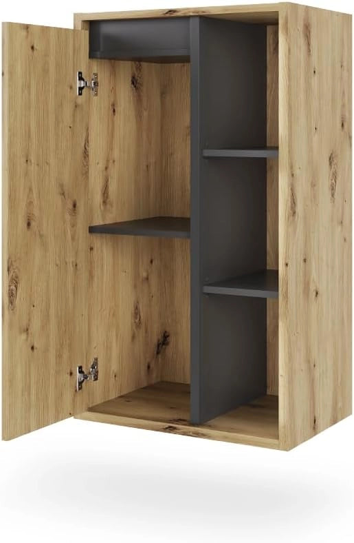 mobiletto bagno Viola, Artigiano/grigio, 50 x 86 cm con ripiani aperti
