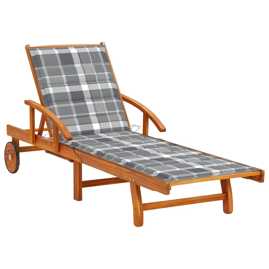 Lettino prendisole sedia a sdraio lettino prendisole letto da giardino mobili da esterno per patio con cuscino legno massello di acacia 02_0012398