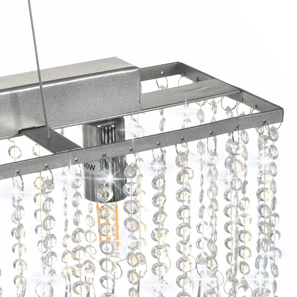 Lampadario con Perle di Cristallo Argento 104 cm E14 CFW9016245