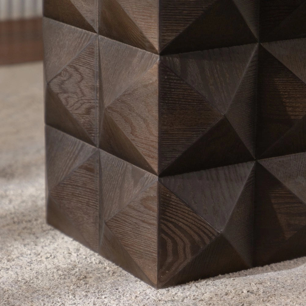Comodino Vintage in Legno con Pattern in Rilievo ¨C MINIMAL ¨C Marrone, 60 cm