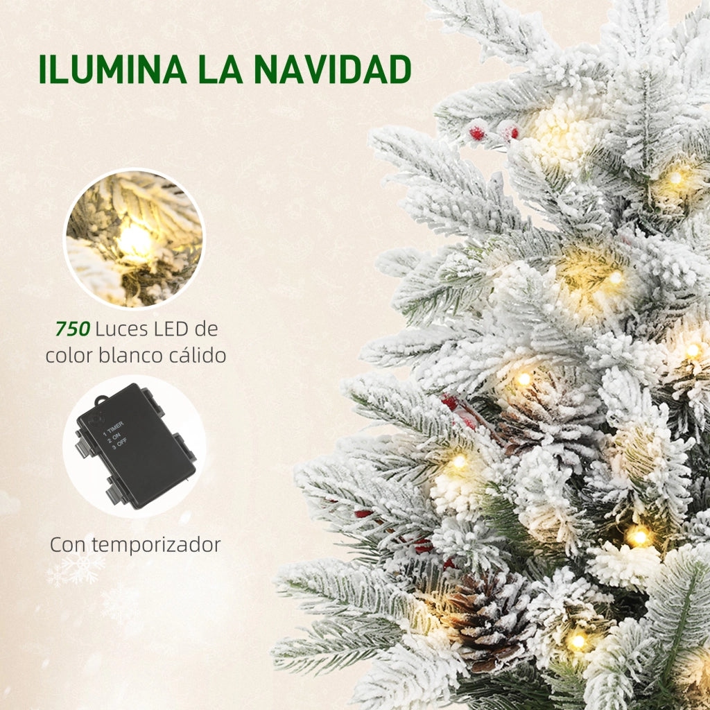 Albero di Natale Artificiale 60 cm con Luci LED e Neve ¨C zephmum ¨C Verde