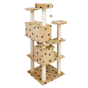 Albero tiragraffi per gatti beige con zampe 130 cm Albero per arrampicarsi Tiragraffi Gatto