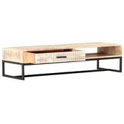 Tavolino da Salotto Bianco 117x50x30cm Legno Massello di Acacia 287329
