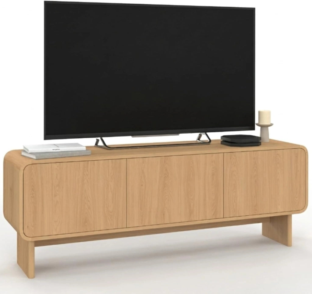 140 cm CAPUCINE Mobile TV a 3 ante dal design arrotondato in faggio