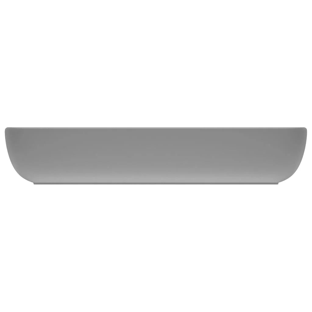 Lavabo da bagno rettangolare di lusso 71 x 38 cm in ceramica grigio chiaro opaco 02_0002702
