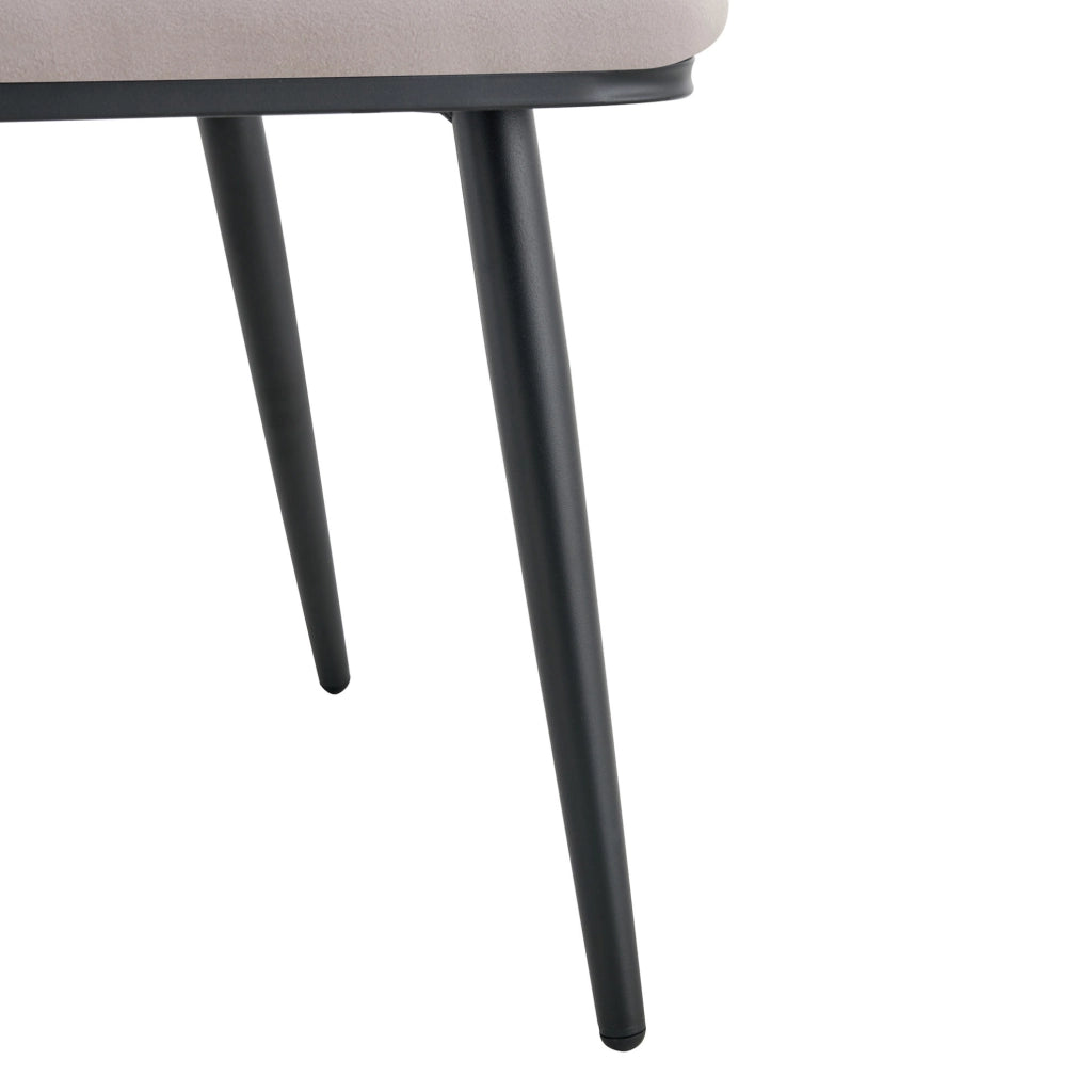 Sedia da pranzo in velluto con schienale a catena di sfere e gambe in metallo; grigio chiaro