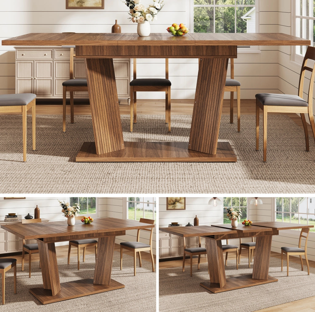 Tavolo da pranzo allungabile 120-160x80 cm marrone scuro