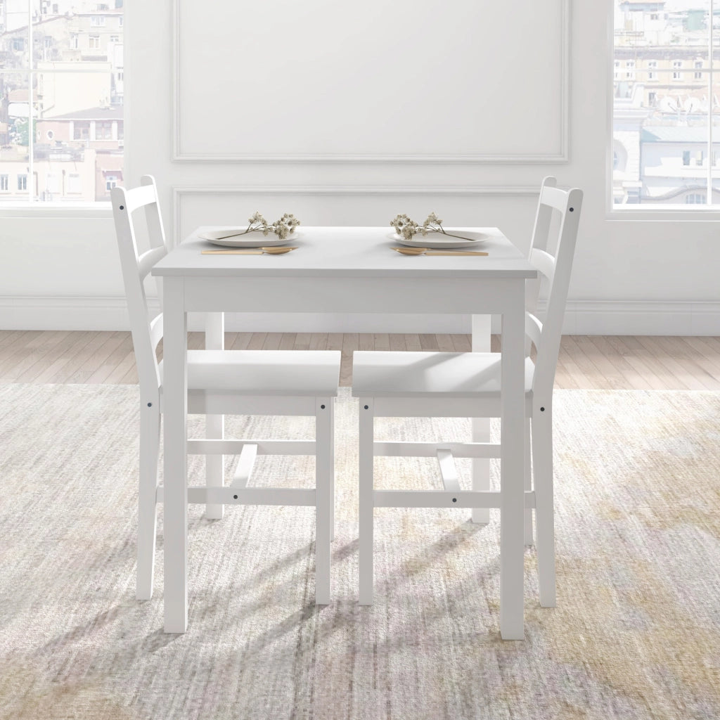 Tavolo da pranzo allungabile con sedie ¨C Minimal ¨C Legno massello bianco