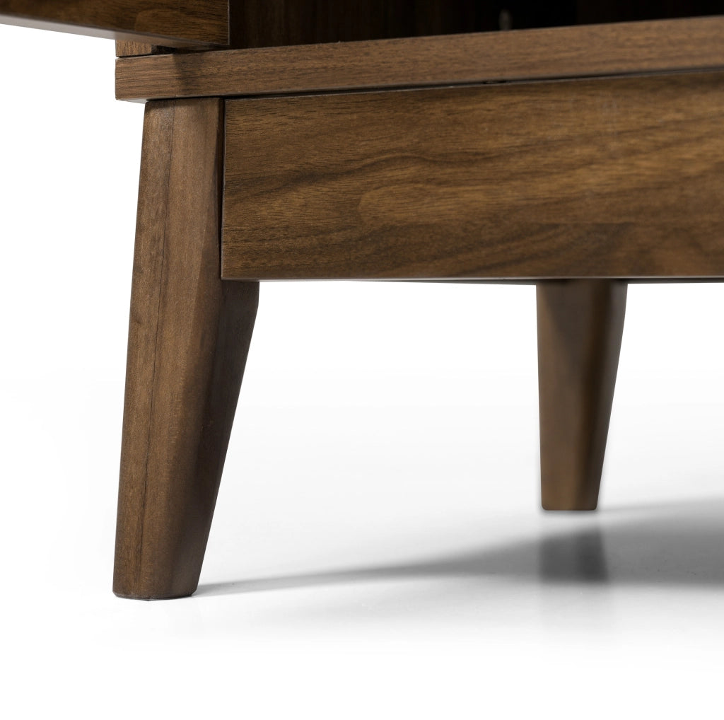 Credenza moderna rovere scuro con piano effetto marmo, 3 cassetti e ripiani regolabili